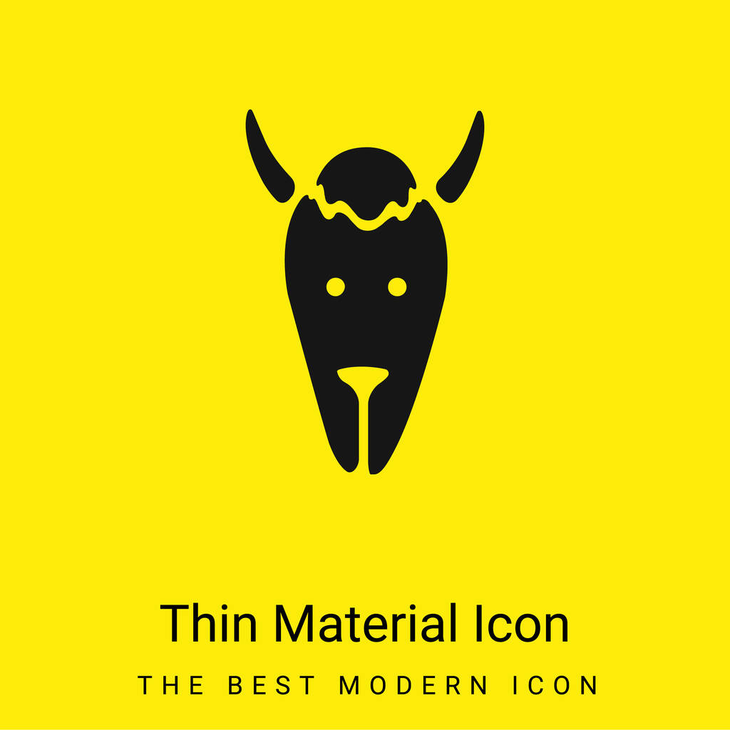 Bison Head minimal bright yellow material icon - Vector, Image
