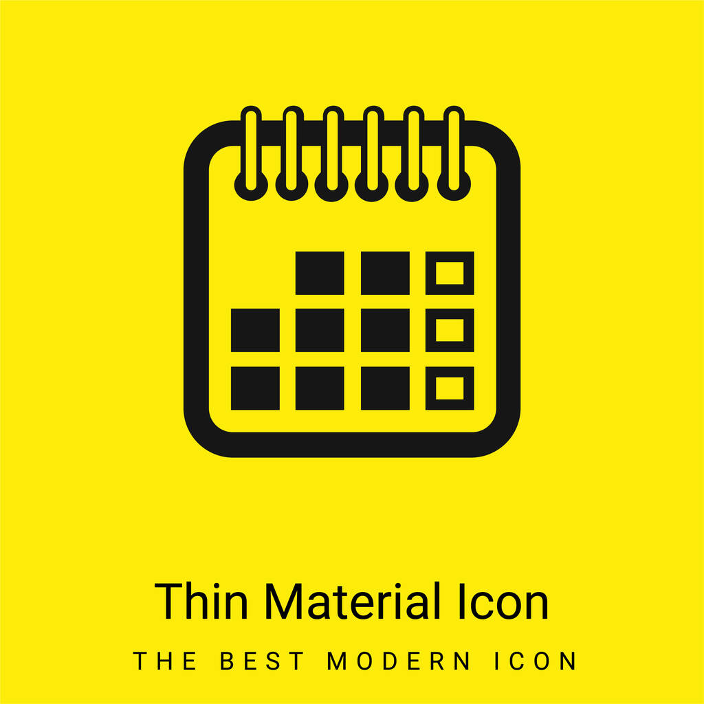 Symbole du calendrier annuel icône matérielle jaune vif minimale - Vecteur, image