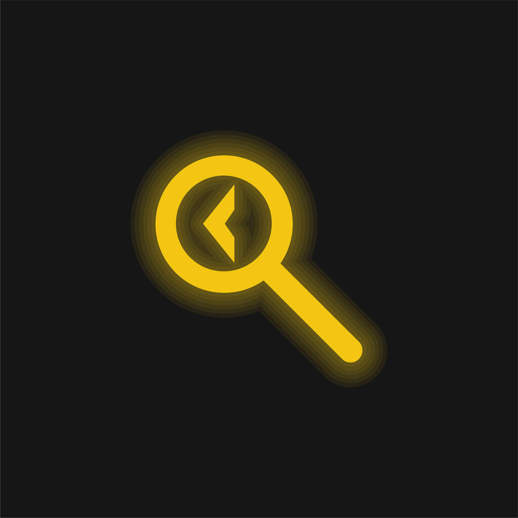 Voltar Pesquisa Interface Símbolo amarelo brilhante ícone de néon - Vetor, Imagem