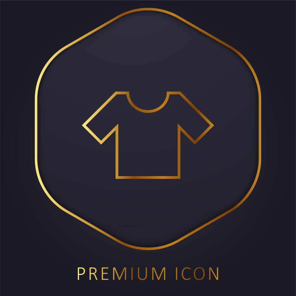 Basic T Shirt golden line premium logo or icon - Vector, Image
