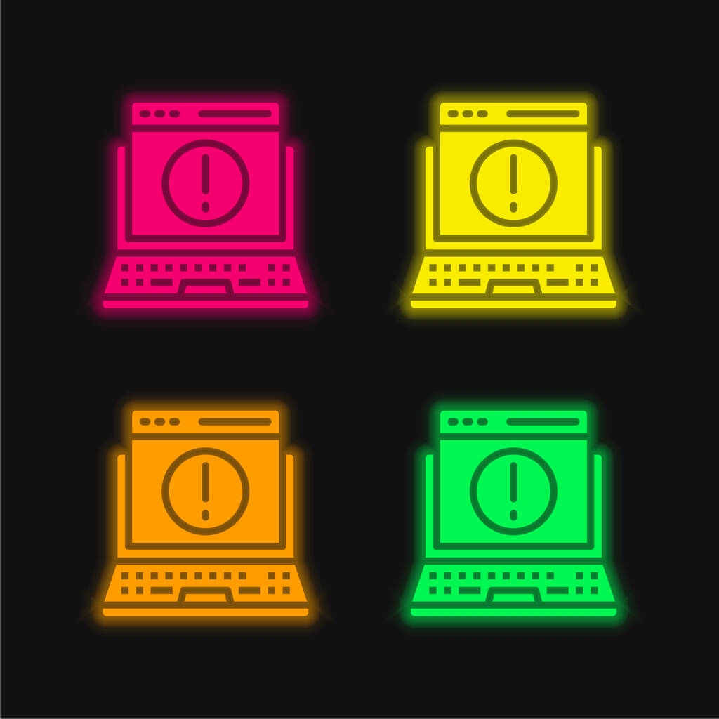 Hozzáférés megtagadva négy szín izzó neon vektor ikon - Vektor, kép