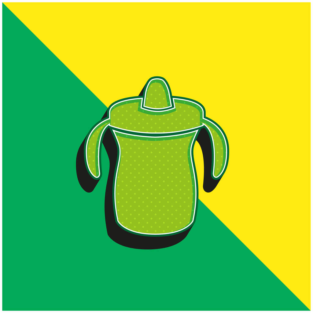 Baby Training Bottle Variant Zelená a žlutá moderní 3D vektorové logo ikony - Vektor, obrázek