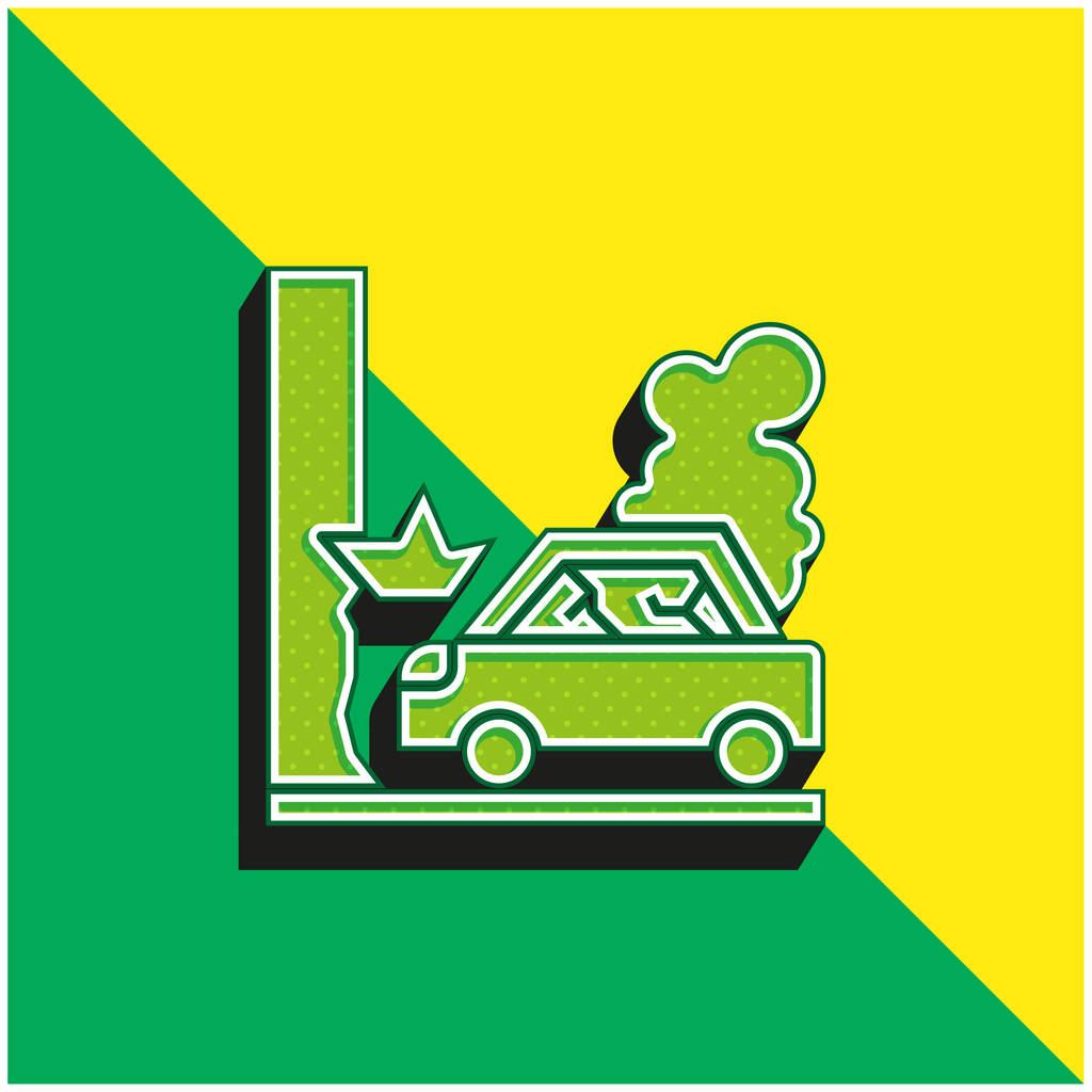 Onnettomuus Vihreä ja keltainen moderni 3d vektori kuvake logo - Vektori, kuva