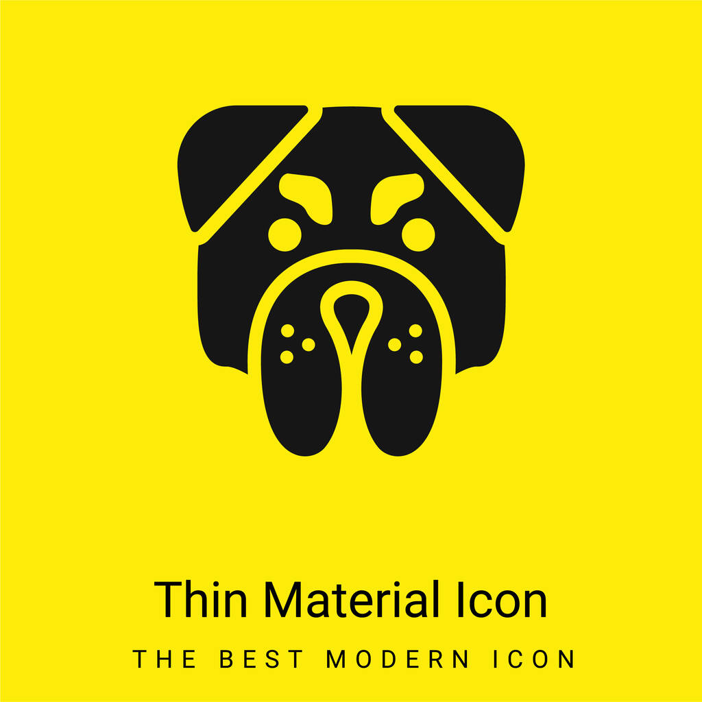 Cara de Bulldog enojado mínimo icono de material amarillo brillante - Vector, imagen