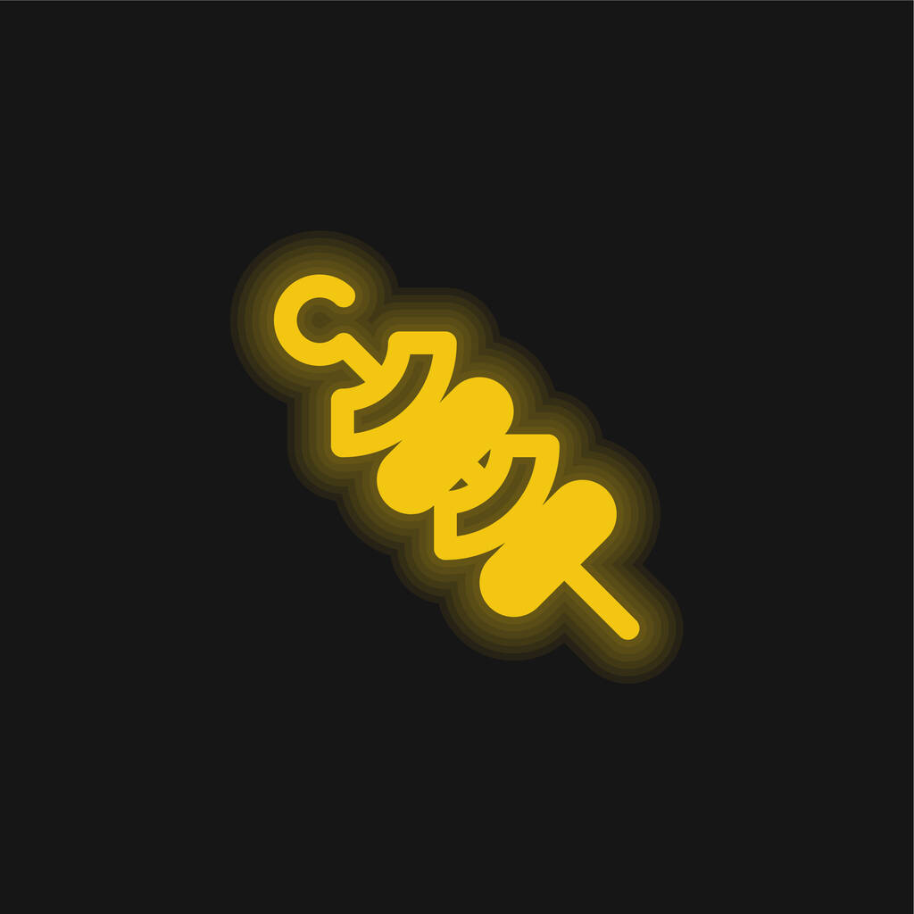 Barbacoa amarillo brillante icono de neón - Vector, Imagen