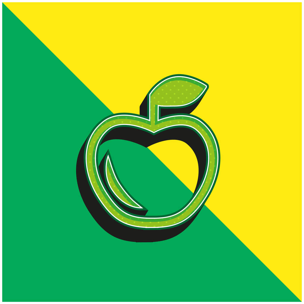 Mela verde e giallo moderno 3d vettoriale icona logo - Vettoriali, immagini