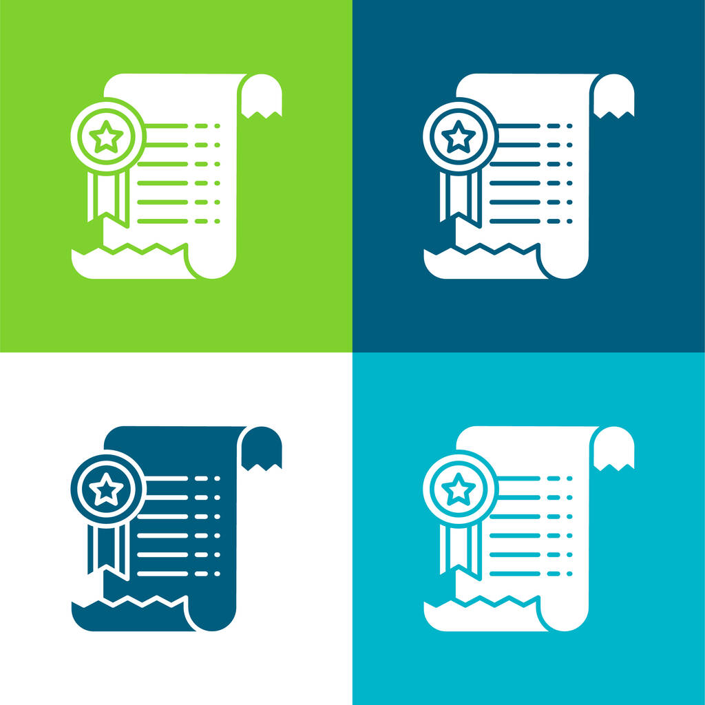 Acuerdo Plano de cuatro colores mínimo icono conjunto - Vector, Imagen