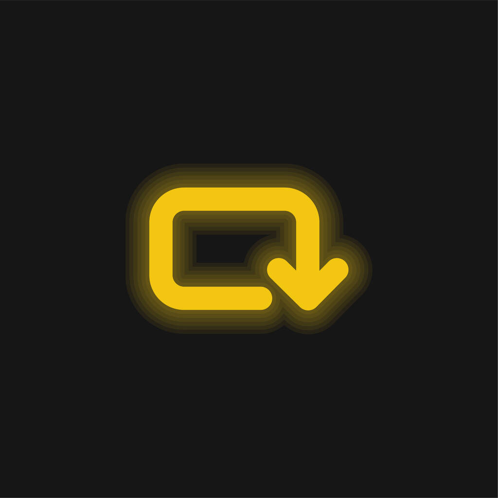 Flecha De Redondeado Rectangular En sentido horario Rotación amarillo brillante icono de neón - Vector, imagen
