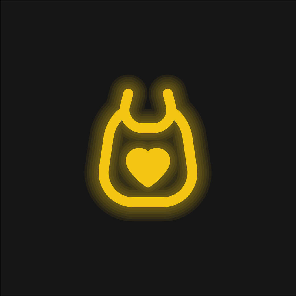 Babero amarillo brillante icono de neón - Vector, imagen