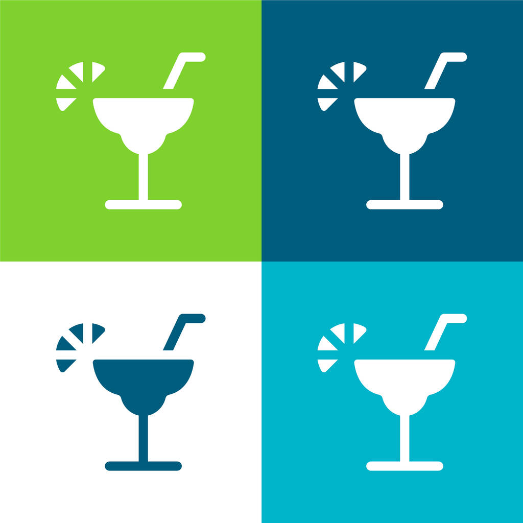 Alcohol Επίπεδη τέσσερις χρώμα ελάχιστο σύνολο εικονιδίων - Διάνυσμα, εικόνα