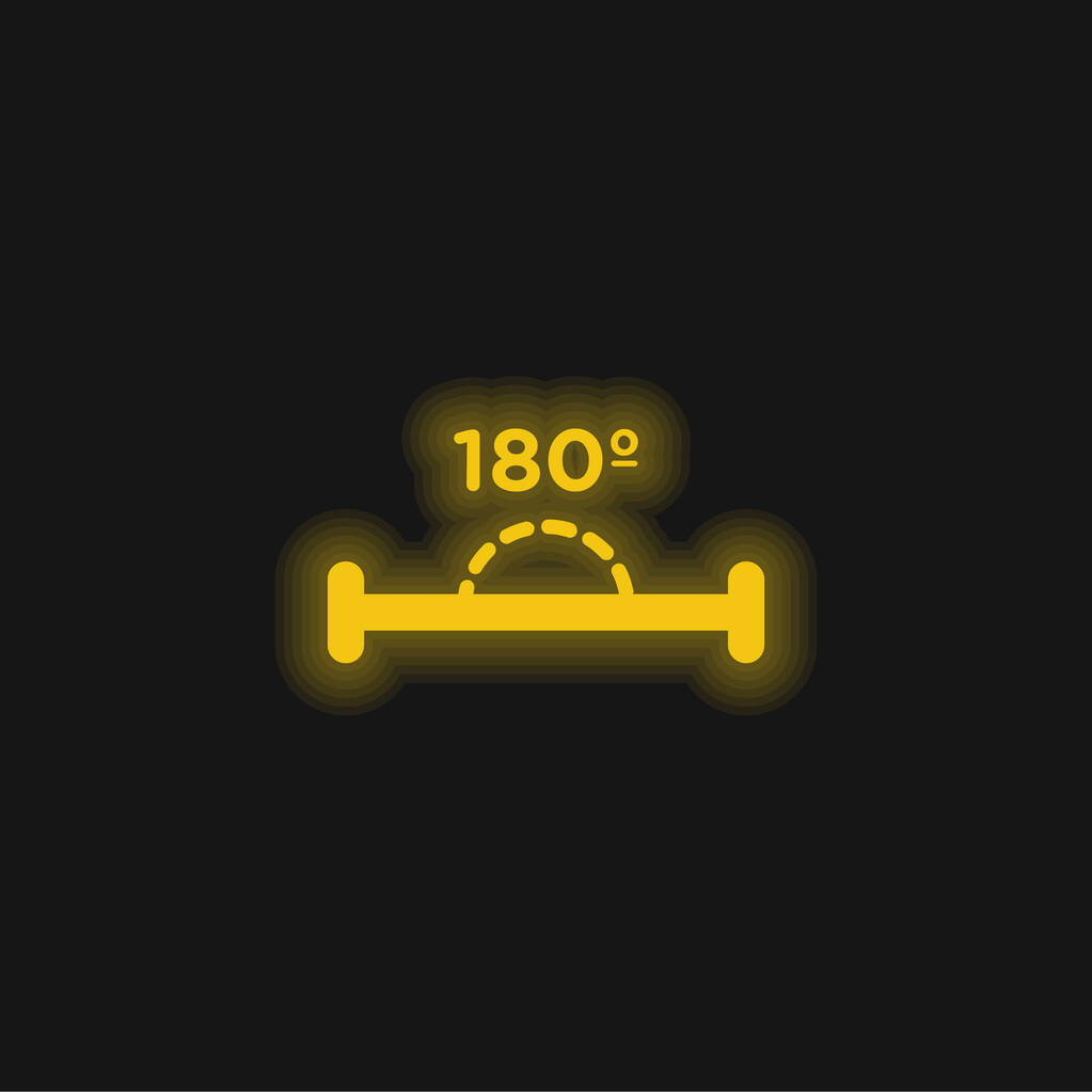 180 graden hoek geel gloeiende neon pictogram - Vector, afbeelding