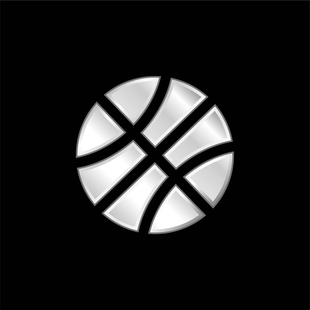 Baseball Koule postříbřená kovová ikona - Vektor, obrázek