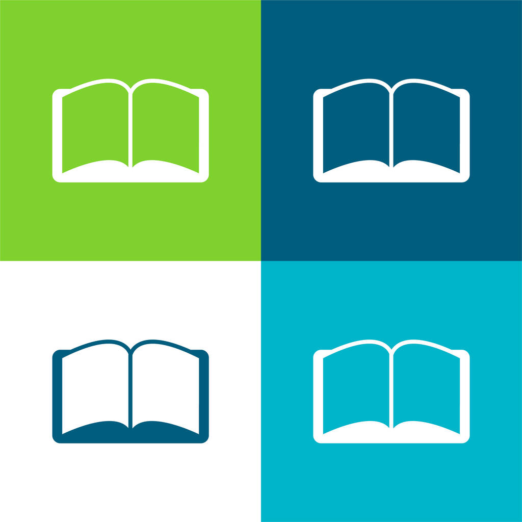 Könyv Megnyitott szimmetrikus Alak Lapos négy szín minimális ikon készlet - Vektor, kép
