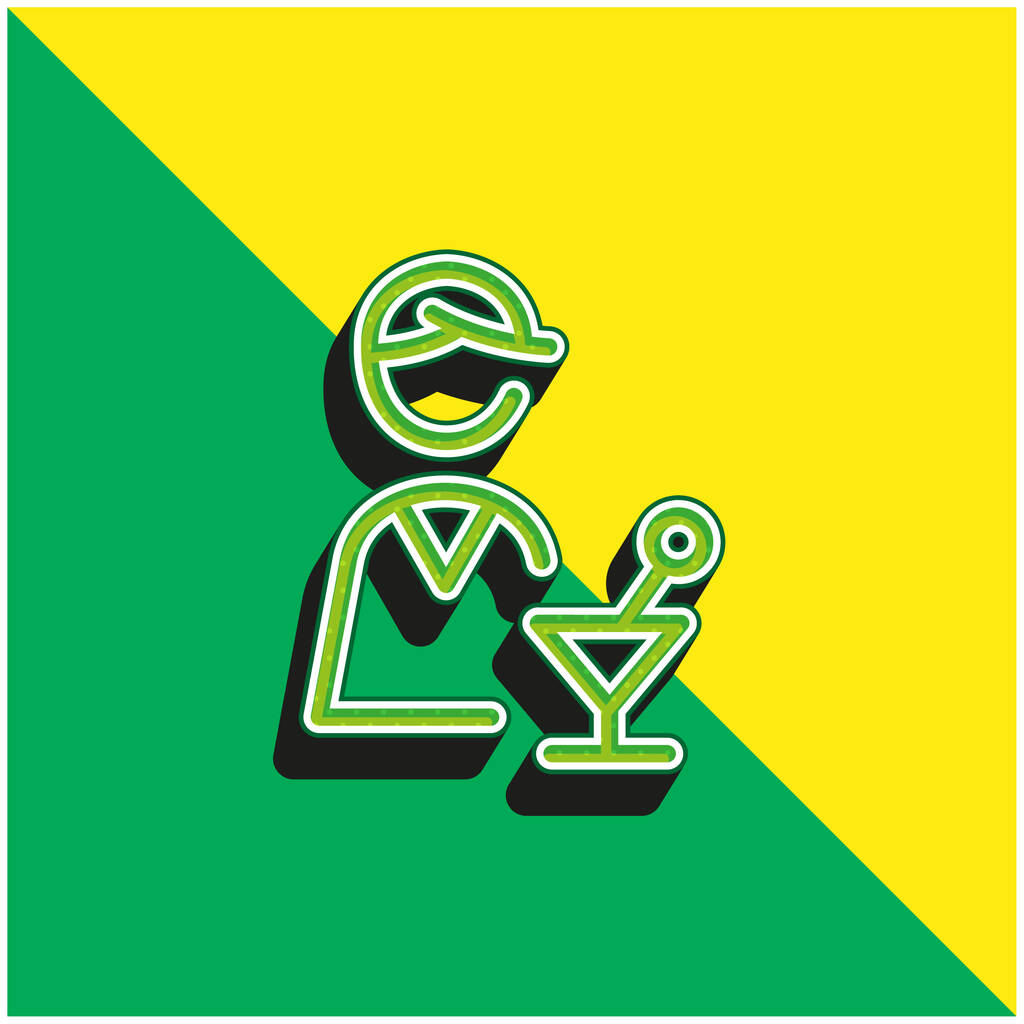 バーテンダーグリーンと黄色の現代的な3Dベクトルアイコンのロゴ - ベクター画像