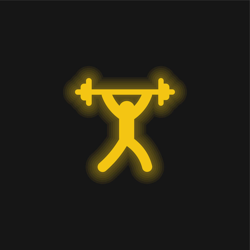 Barbellova žlutá zářící ikona - Vektor, obrázek
