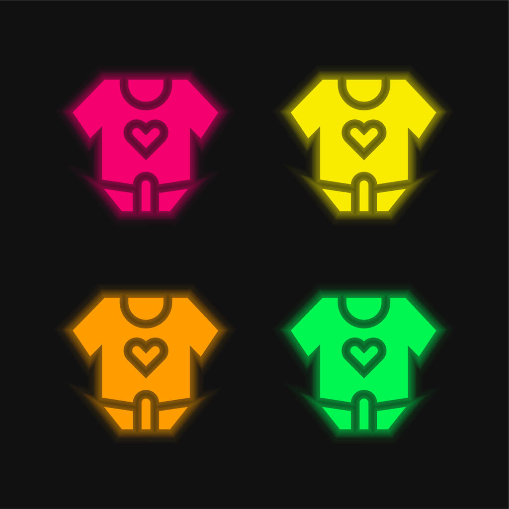 Baby Body négy színű izzó neon vektor ikon - Vektor, kép
