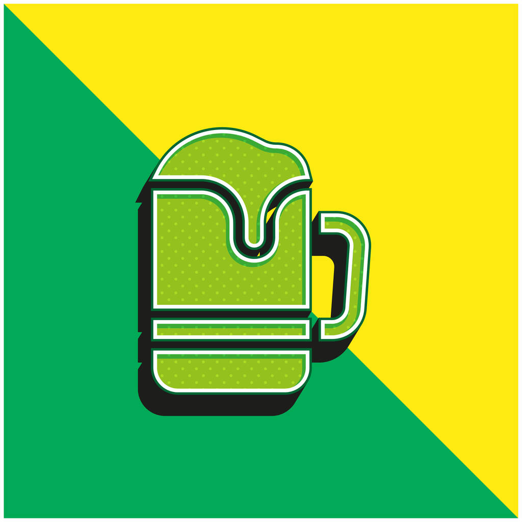 Κούπα Μπύρας Πράσινο και κίτρινο σύγχρονο 3d διάνυσμα εικονίδιο λογότυπο - Διάνυσμα, εικόνα