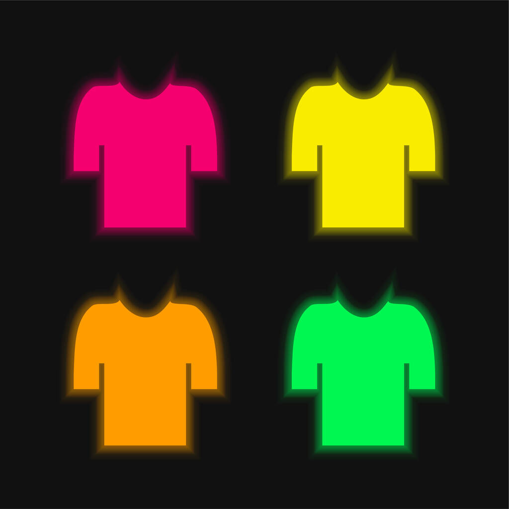 Fekete póló négy színű izzó neon vektor ikon - Vektor, kép