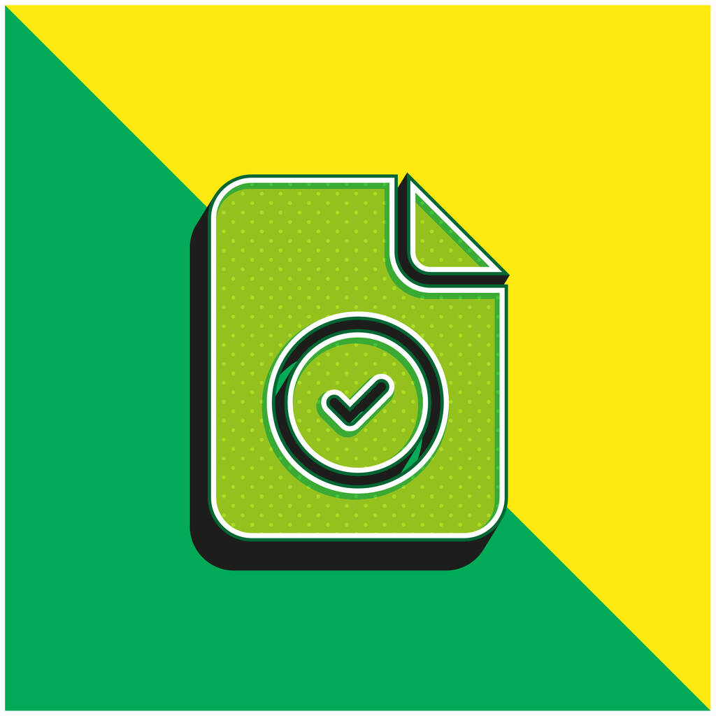 Принятый зеленый и желтый современный 3d логотип векторной иконки - Вектор,изображение