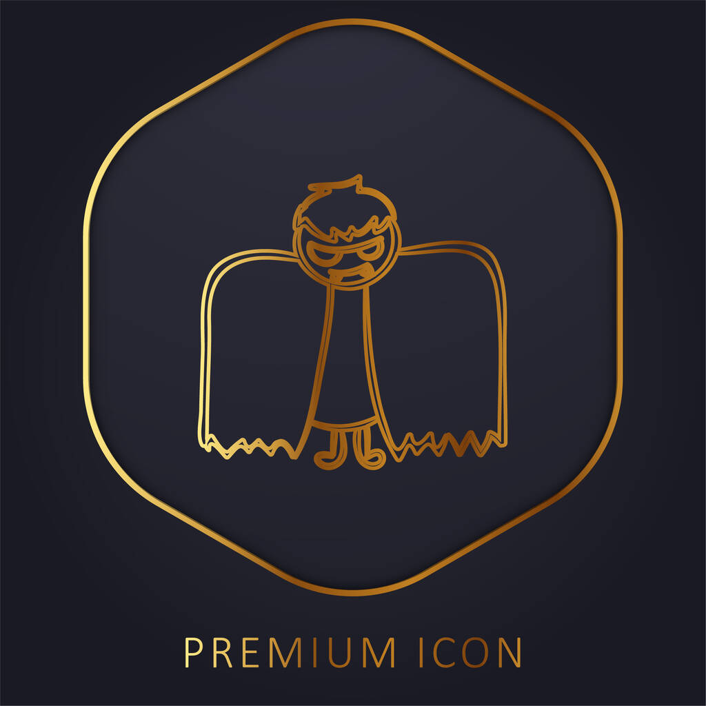 Fiú Halloween Szárnyas jelmez arany vonal prémium logó vagy ikon - Vektor, kép