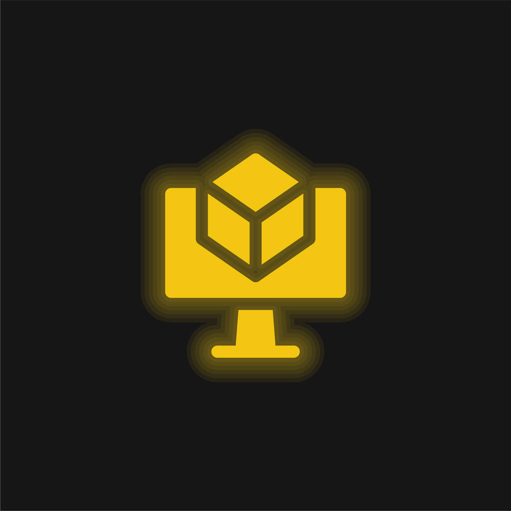 3d amarillo brillante icono de neón - Vector, imagen