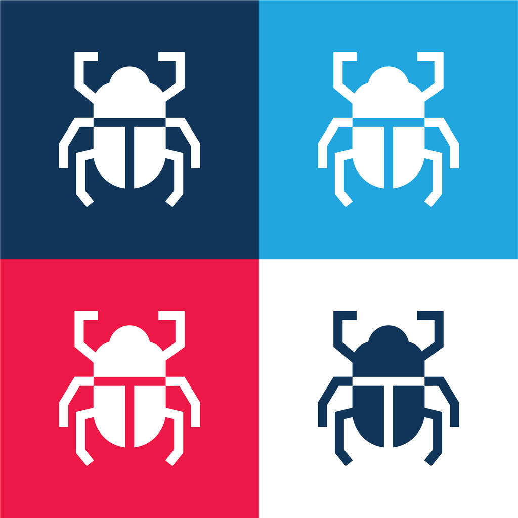 Böcek mavisi ve kırmızı dört renk minimal simge kümesi - Vektör, Görsel