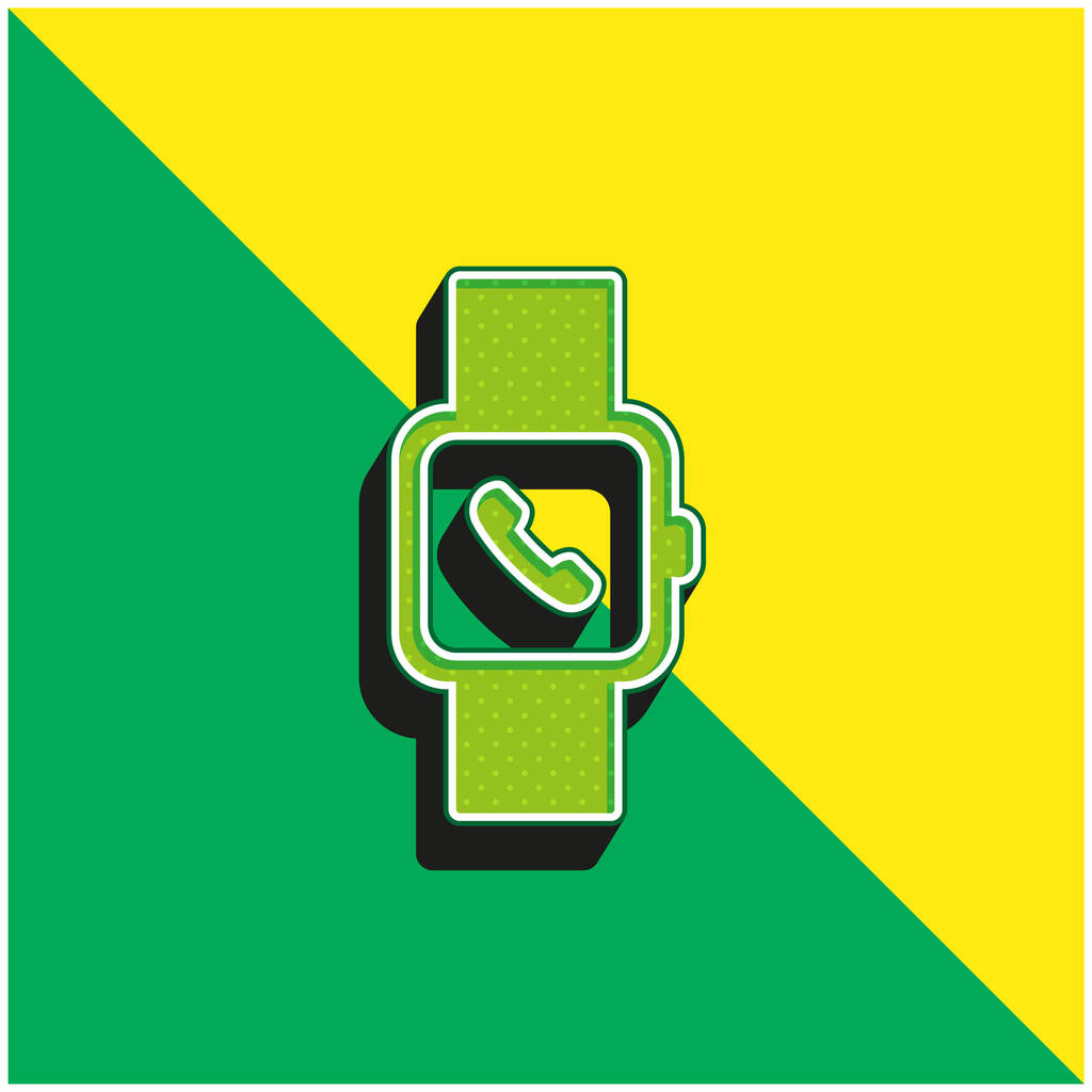 Apple Watch Green and yellow modern 3d vector icon logo - Vector, Image