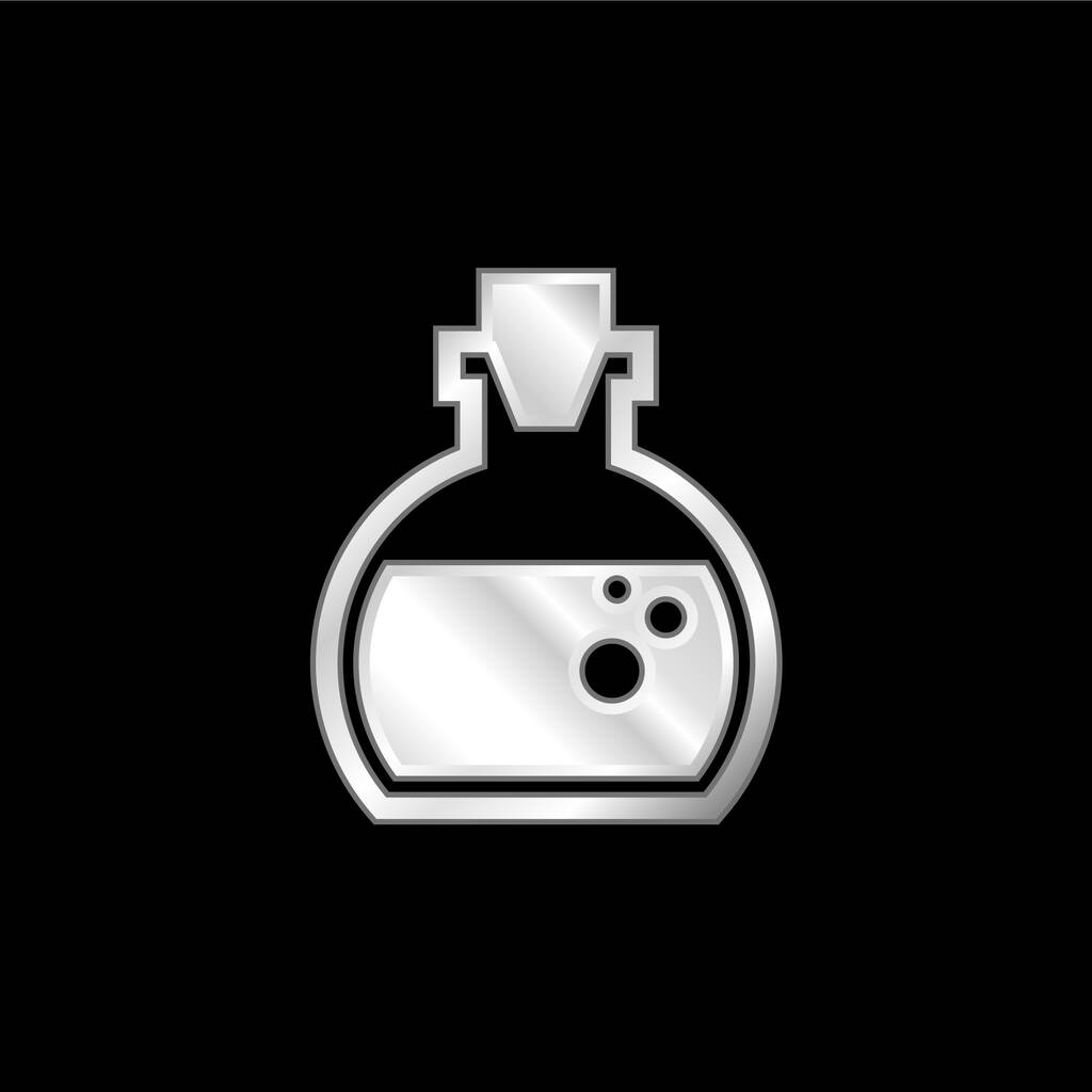 Ароматерапия Лосьон бутылка с жидкостью внутри серебристый металлический икона - Вектор,изображение