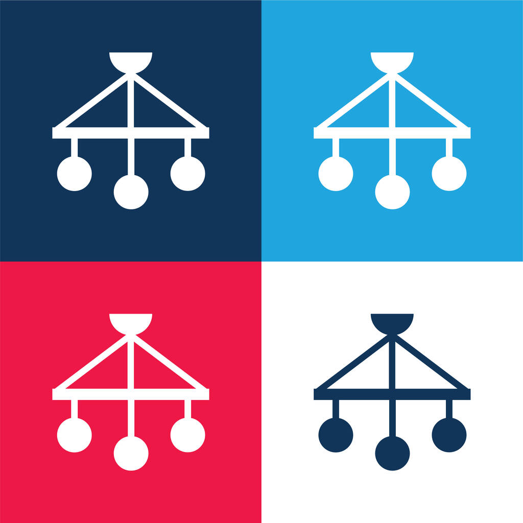 Baby Mobile azul y rojo conjunto de iconos mínimo de cuatro colores - Vector, Imagen