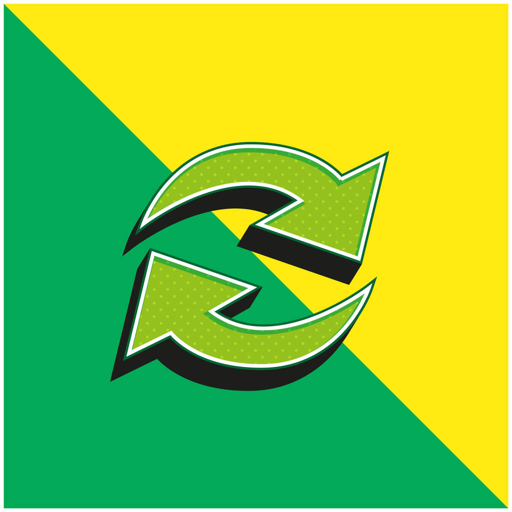 Actualizzare Frecce Coppia In Cerchio Verde e giallo moderno 3d vettore icona logo - Vettoriali, immagini