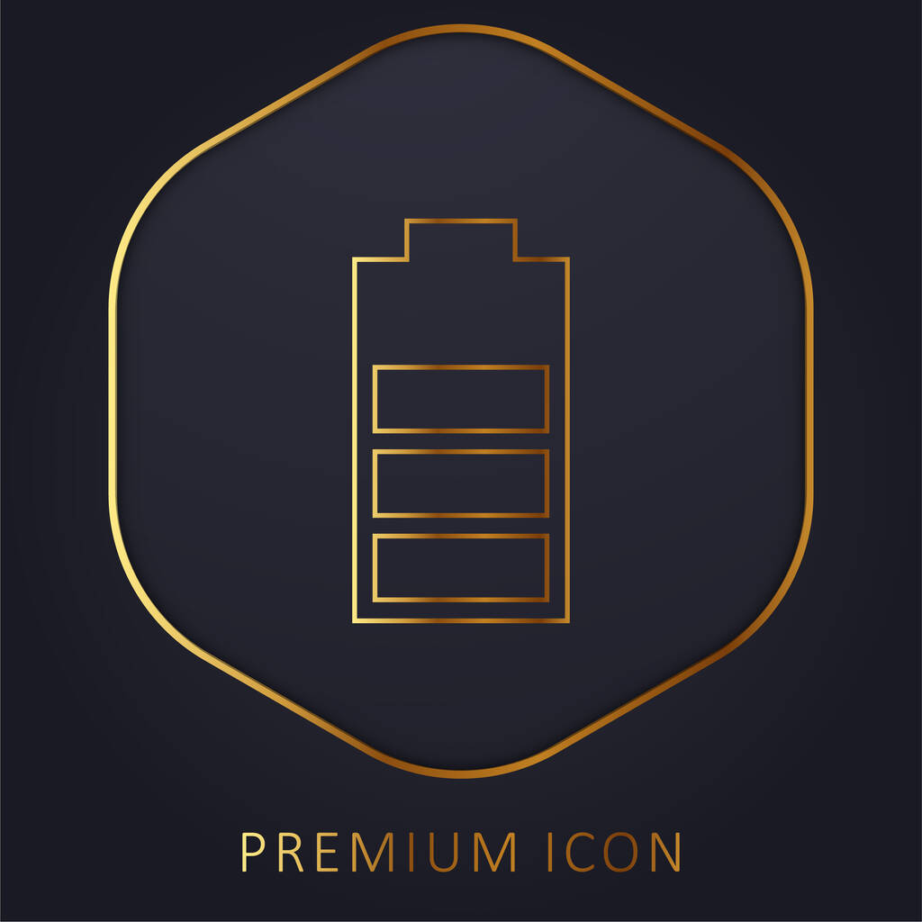 Batterij status met drie kwart van de Charge gouden lijn premium logo of pictogram - Vector, afbeelding