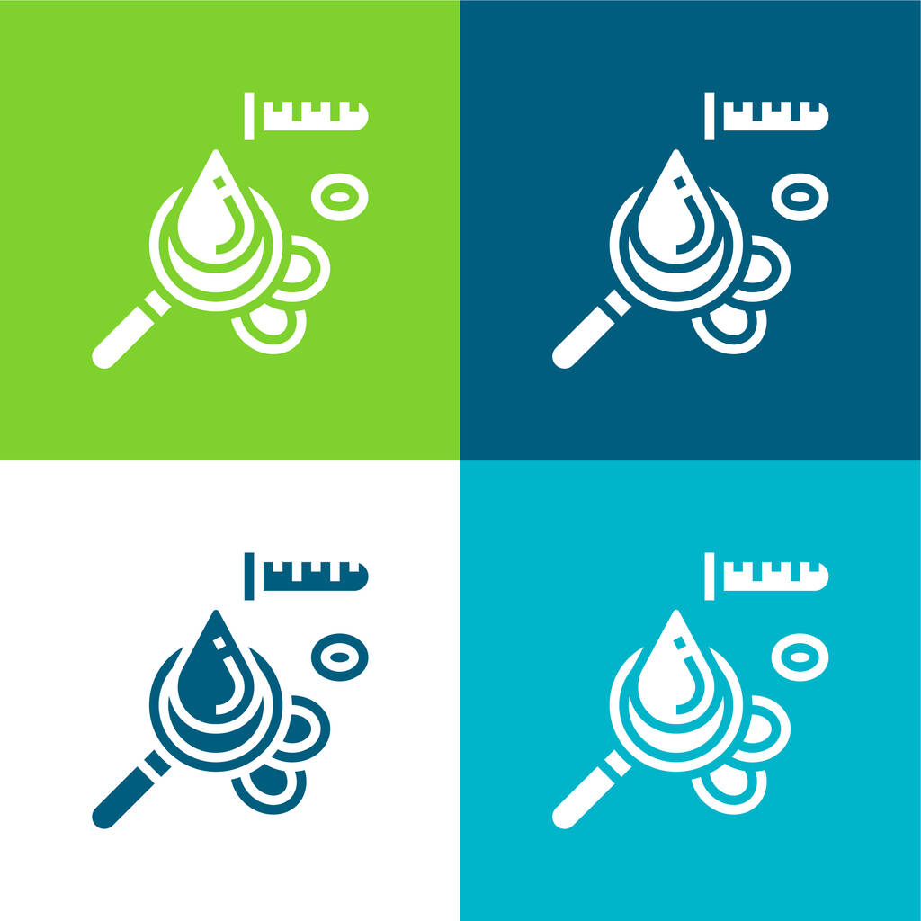 Set di icone minimali a quattro colori Blood Cell Flat - Vettoriali, immagini