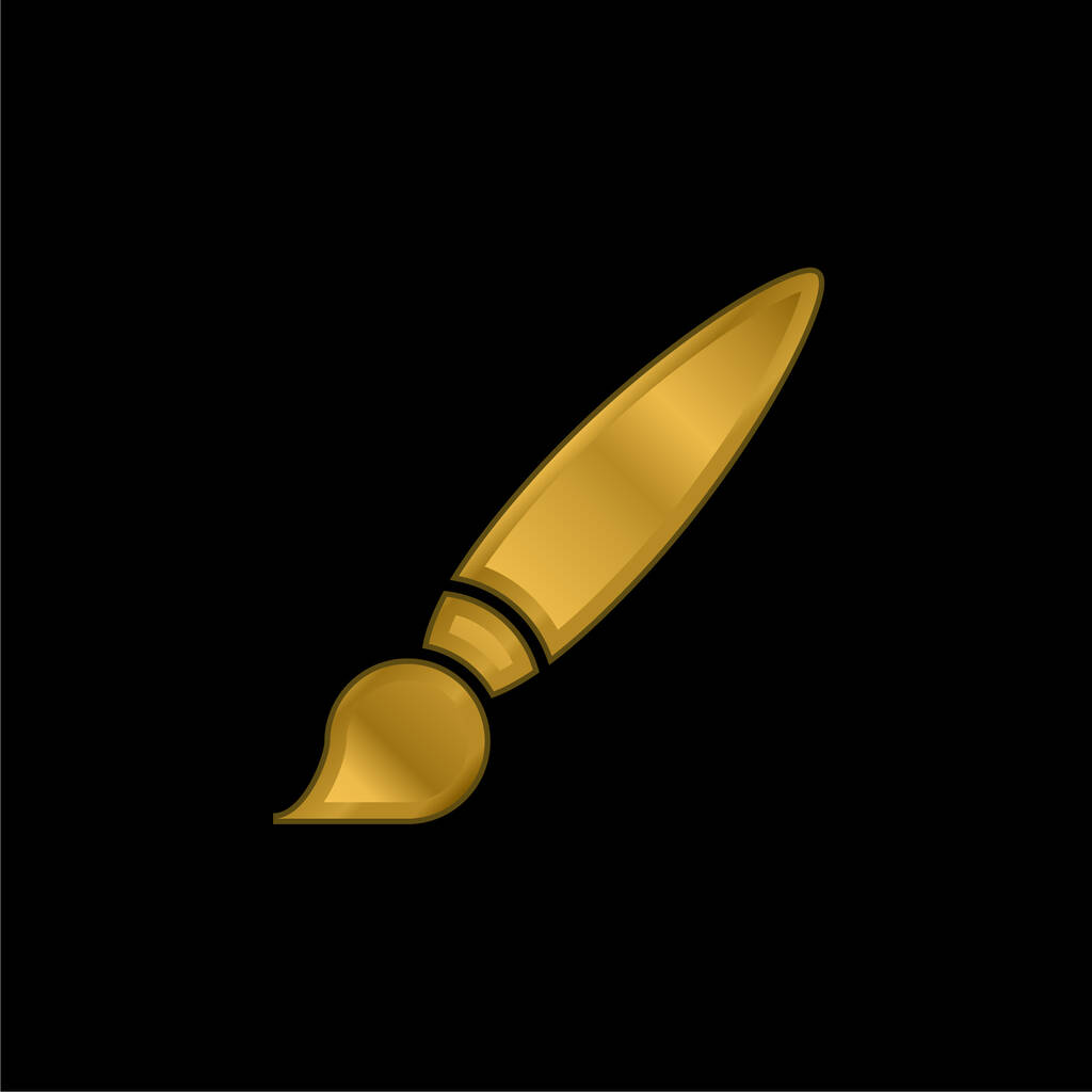 Великий пензлик з золотим покриттям металева піктограма або вектор логотипу
 - Вектор, зображення