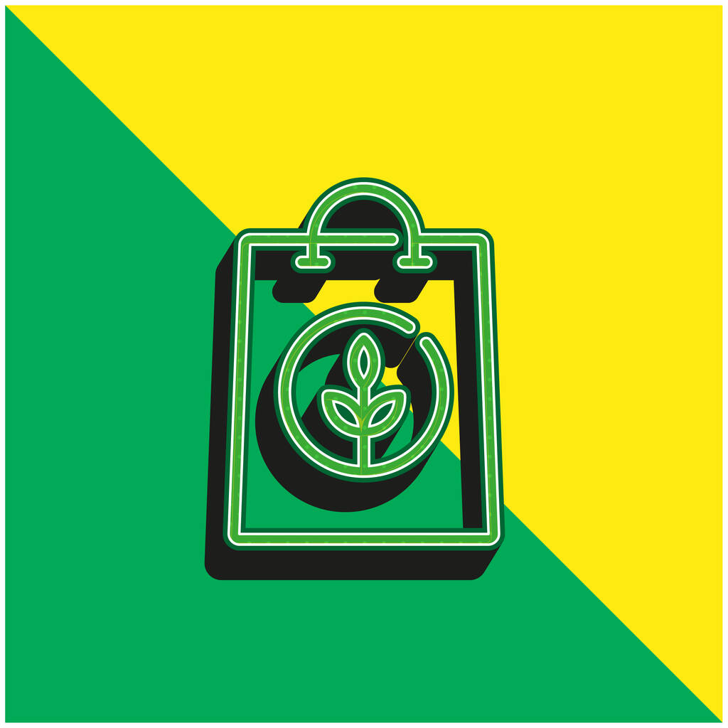 Zacskó Zöld és sárga modern 3D vektor ikon logó - Vektor, kép