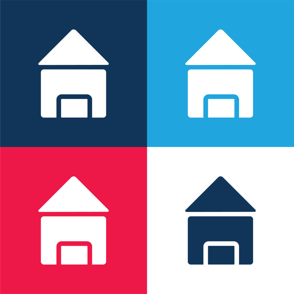Black House blue and red four color minimal icon set - Vector, Image