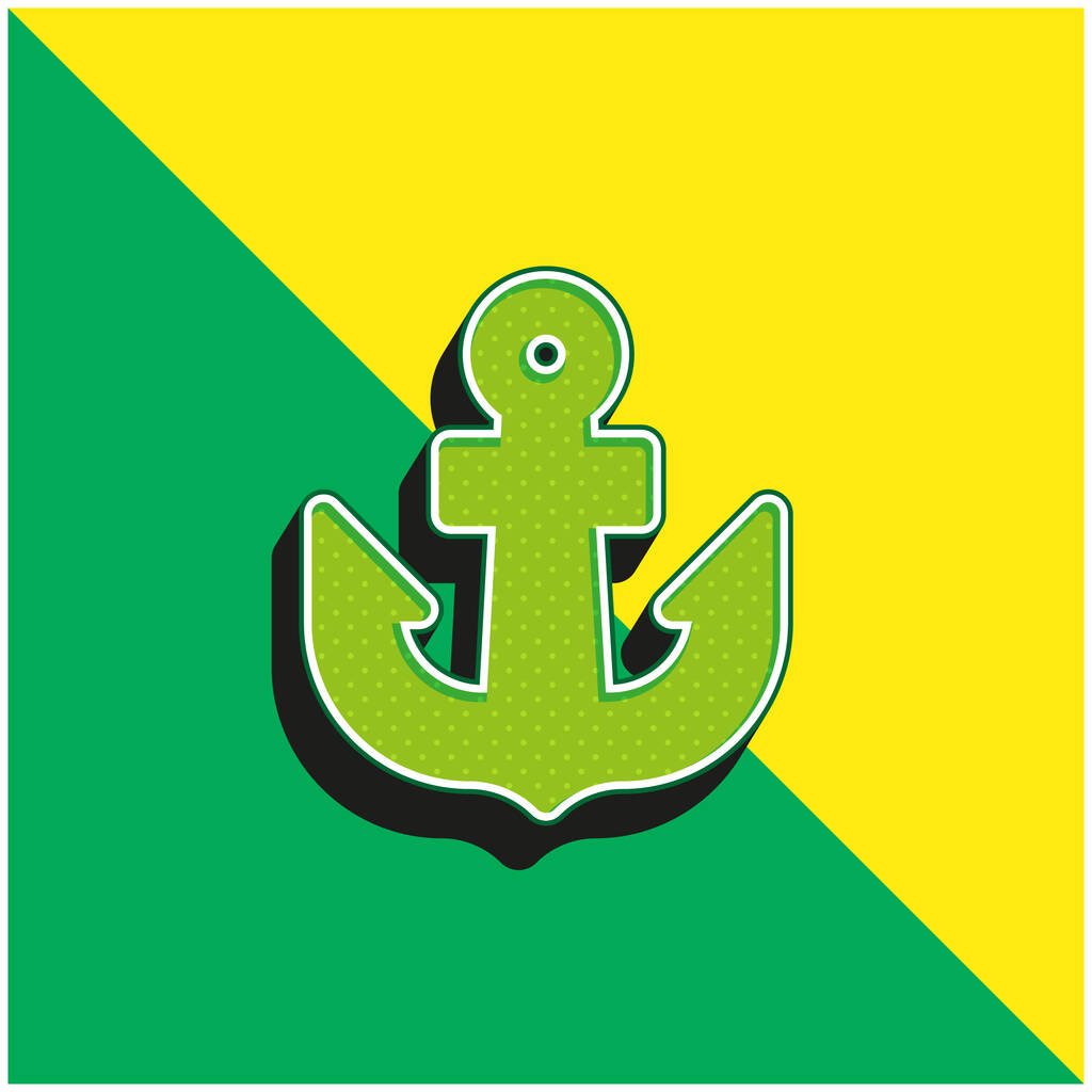 Ancla verde y amarillo moderno vector 3d icono del logotipo - Vector, Imagen