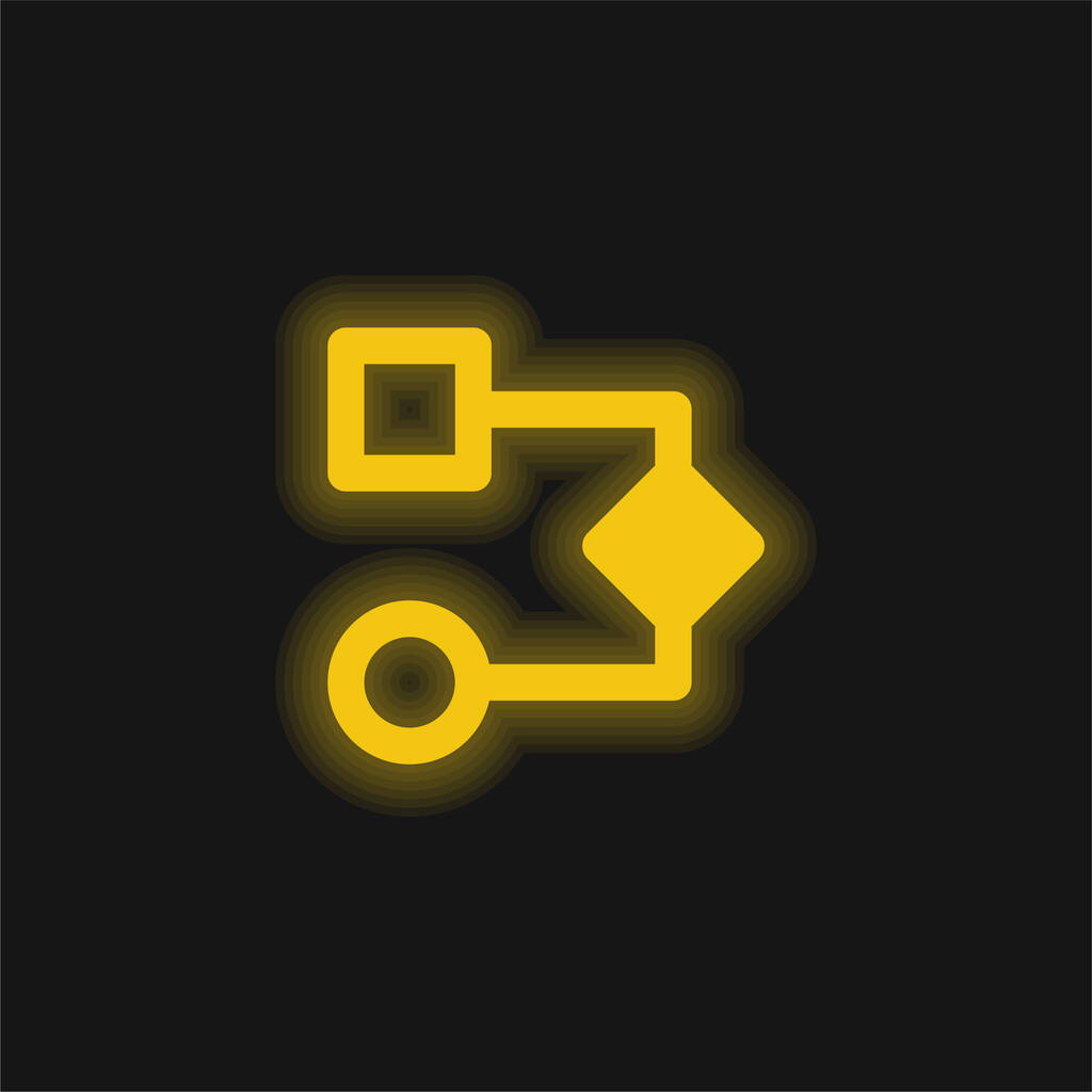アルゴリズム黄色の輝くネオンアイコン - ベクター画像