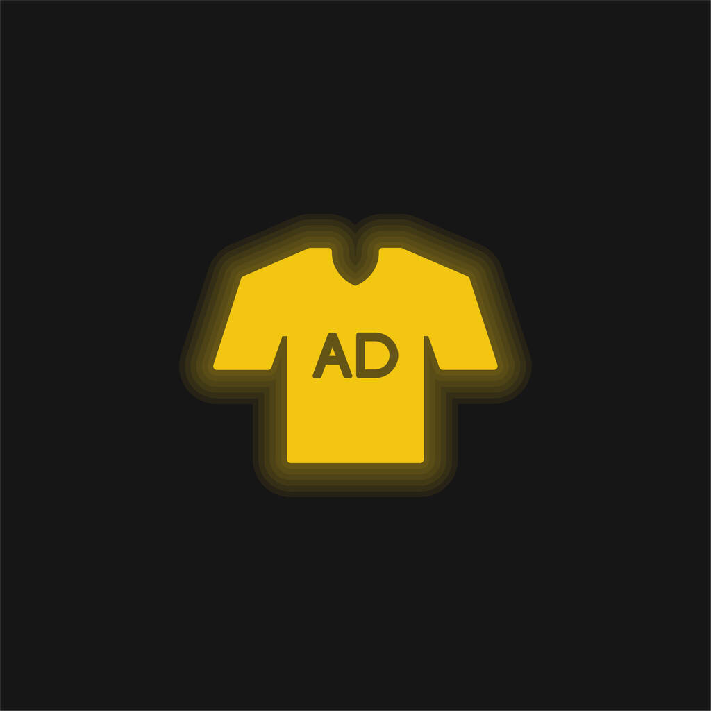AD T Camisa amarelo brilhante ícone de néon - Vetor, Imagem