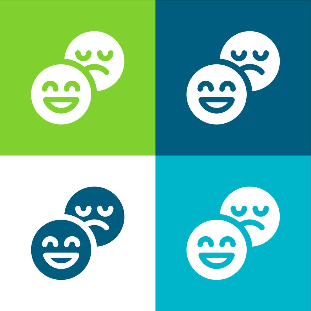 Attitude Lapos négy szín minimális ikon készlet - Vektor, kép