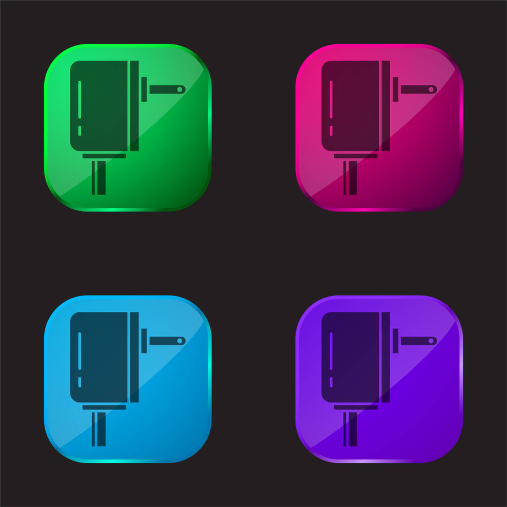 Adapter vier kleuren glazen knop pictogram - Vector, afbeelding