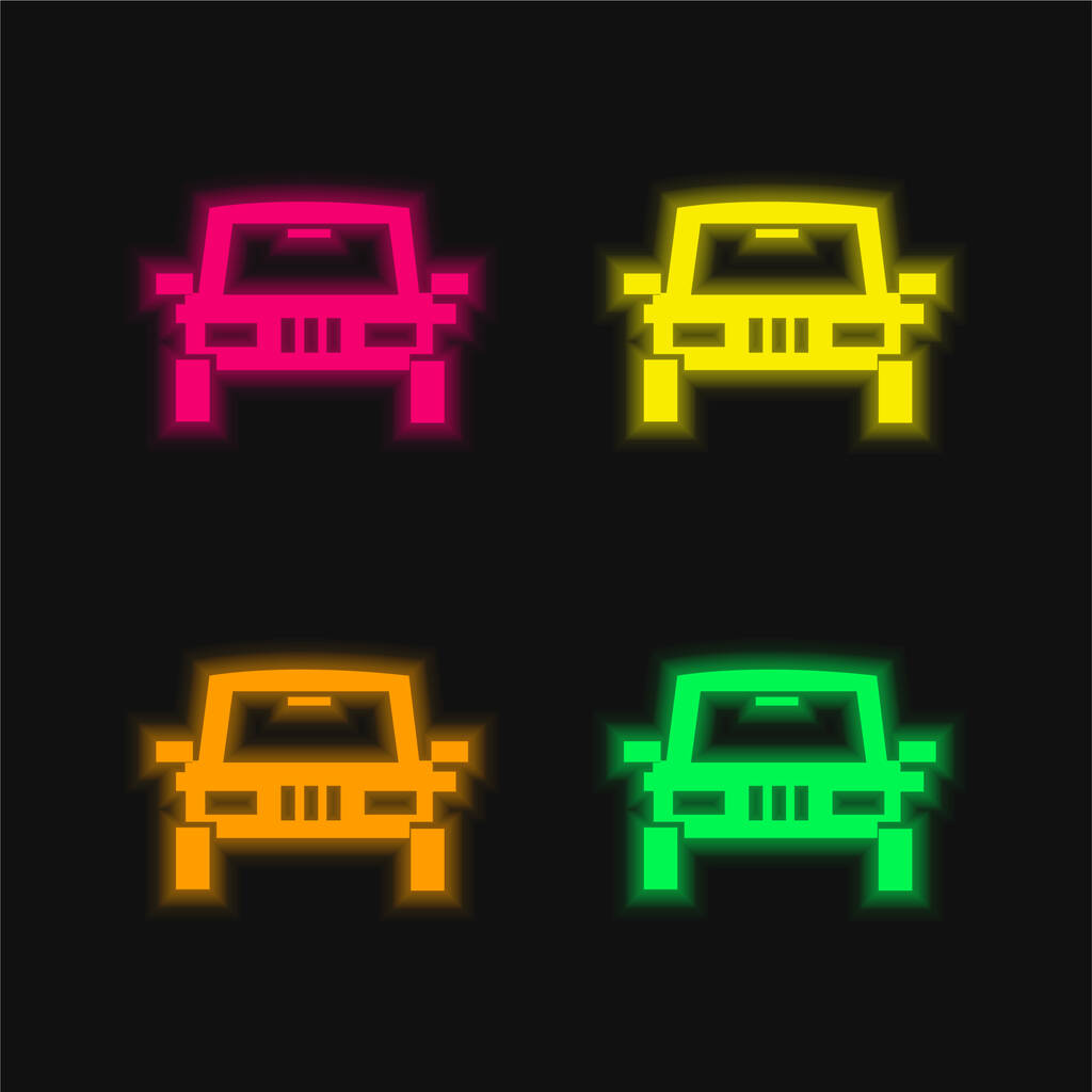 All Terrain Автомобіль чотири кольори, що світяться неоном Векторна піктограма
 - Вектор, зображення