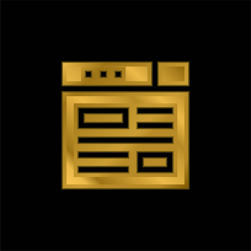Blogging chapado en oro icono metálico o logo vector - Vector, Imagen