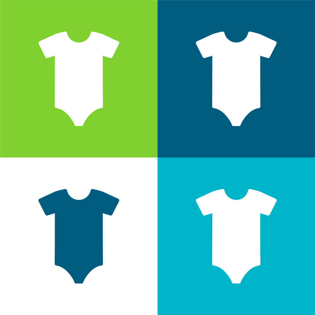 Bodysuit Plano de quatro cores conjunto de ícones mínimos - Vetor, Imagem