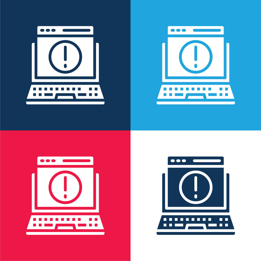 Hozzáférés Tagadott kék és piros négy szín minimális ikon készlet - Vektor, kép