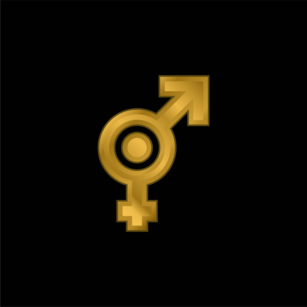 Çift cinsiyetli altın kaplama metalik simge veya logo vektörü - Vektör, Görsel