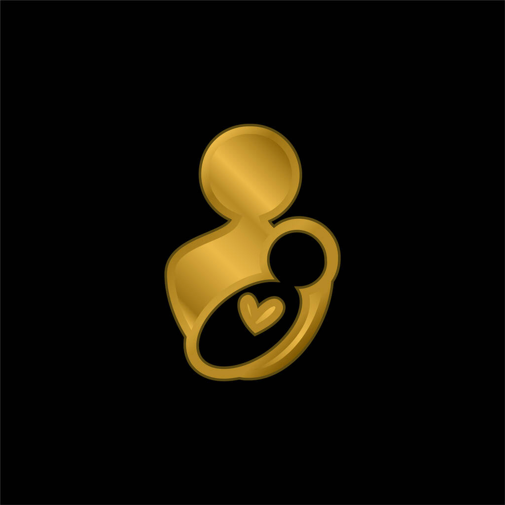 Baby und Mutter vergoldet metallisches Symbol oder Logo-Vektor - Vektor, Bild