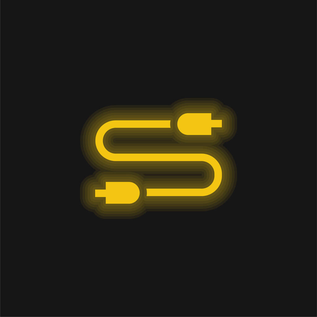 Audio Jack amarillo brillante icono de neón - Vector, imagen