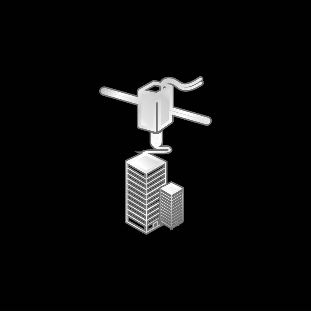 3d nyomtató Ezüst bevonatú fémes ikon - Vektor, kép