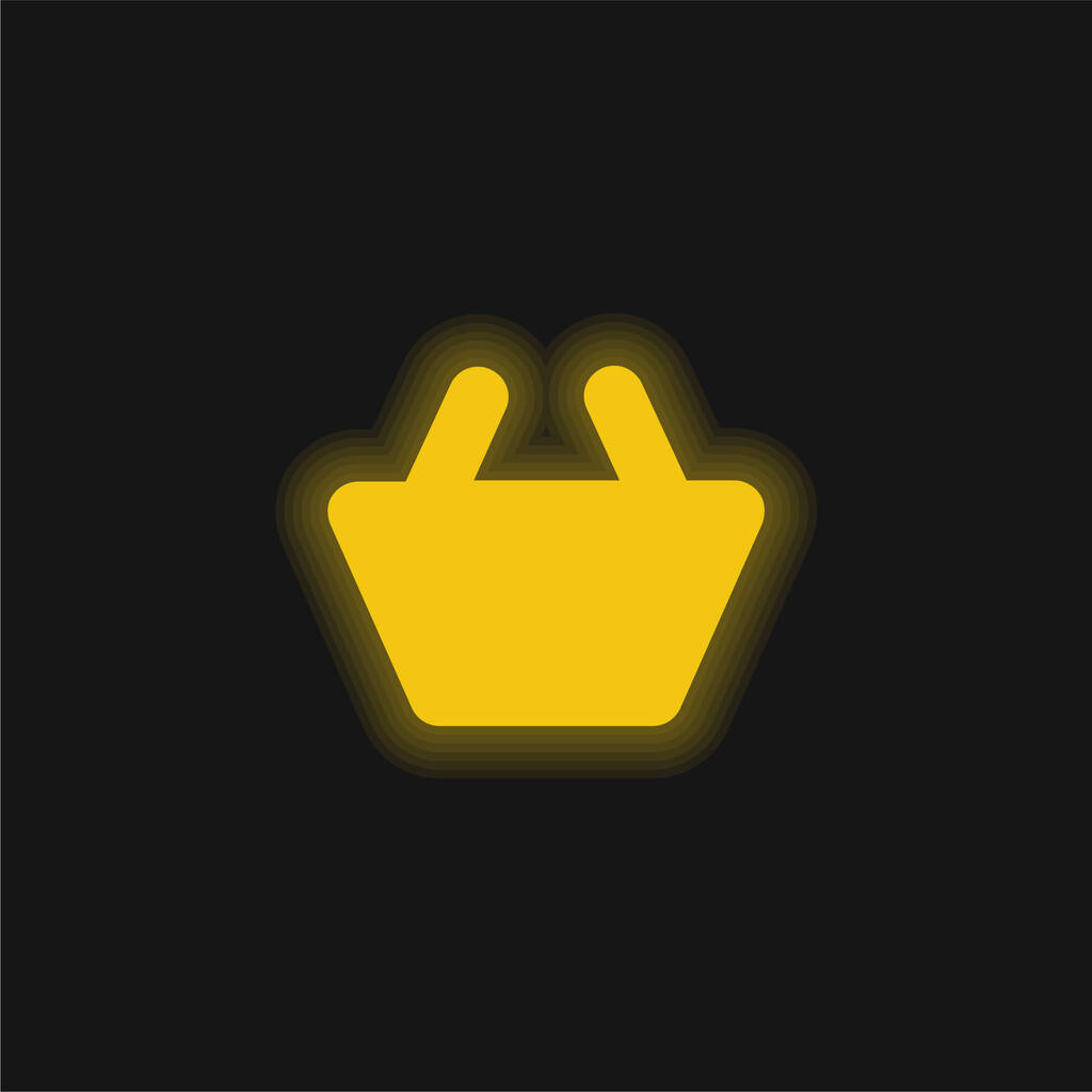 Cesta Negro Forma amarillo brillante icono de neón - Vector, Imagen