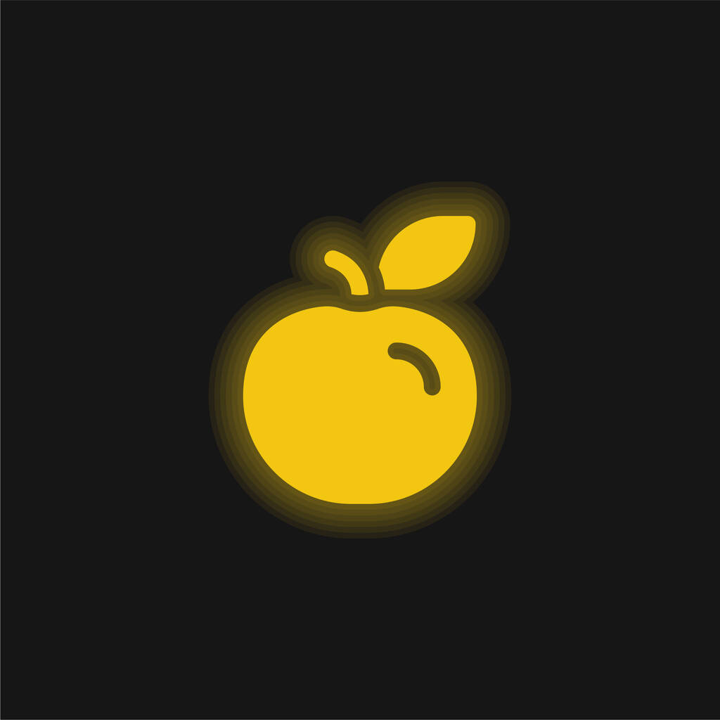 Icona al neon giallo mela brillante - Vettoriali, immagini